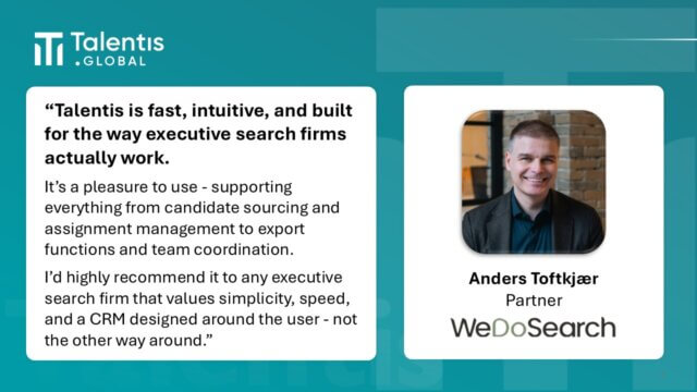 Customer review of Talentis executive search CRM from retained search consultancy