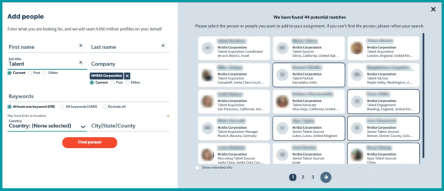 AI-powered target company search results