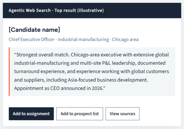 Agentic Web Search result in Talentis (illustrative)