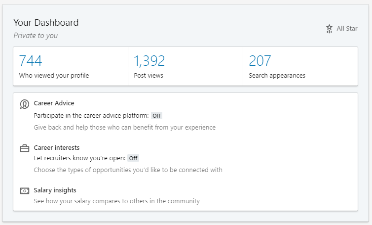 Linkedin Profile Dashboard