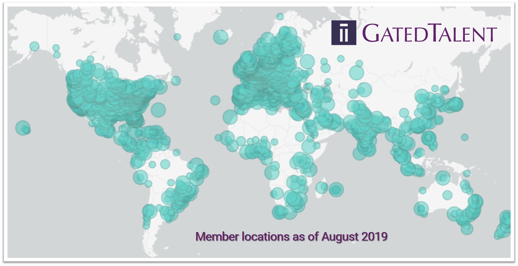 GatedTalent Member Locations August 2019