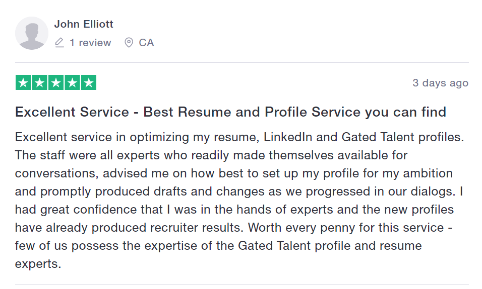 Customer review for best resume and LinkedIn Profile Optimization